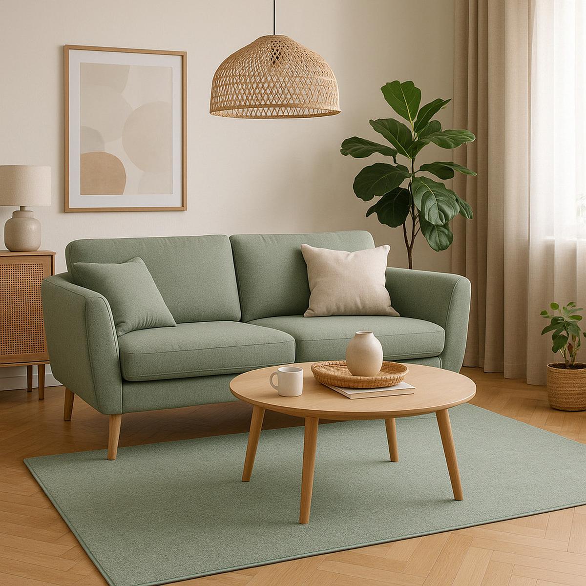 HOCHFLOR VELOURS TEPPICH MONA - Mintgrün, Textil (100/100cm) - Snapstyle