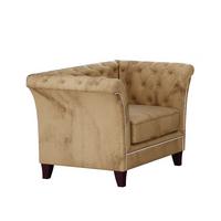 CHESTERFIELD-SESSEL Fusion Beige Samt - Beige/Braun, Holz/Textil (116/75/82cm) - S-Style Möbel