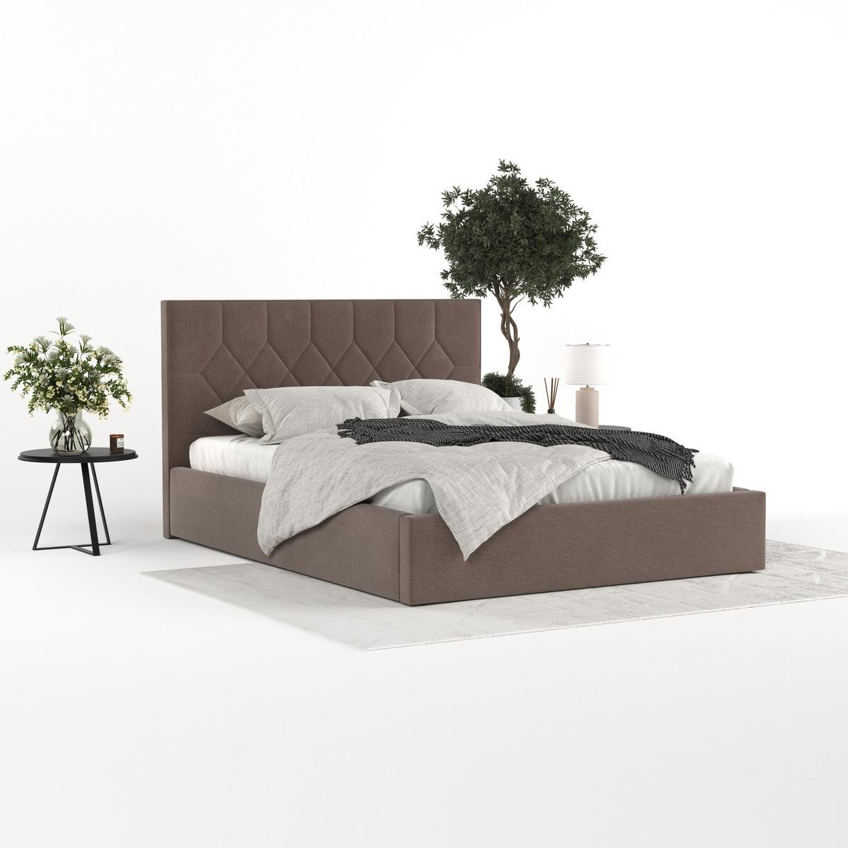 POLSTERBETT Brisa 180/200 cm Braun im Asti Stoff - Schwarz/Naturfarben, Holz/Holzwerkstoff (180/200cm) - AltaBeds
