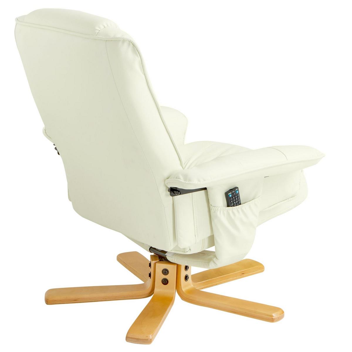 RELAXSESSEL KUNSTLEDER, SET MIT HOCKER CHARLY - Weiß, Textil (76/87/61cm) - IDIMEX