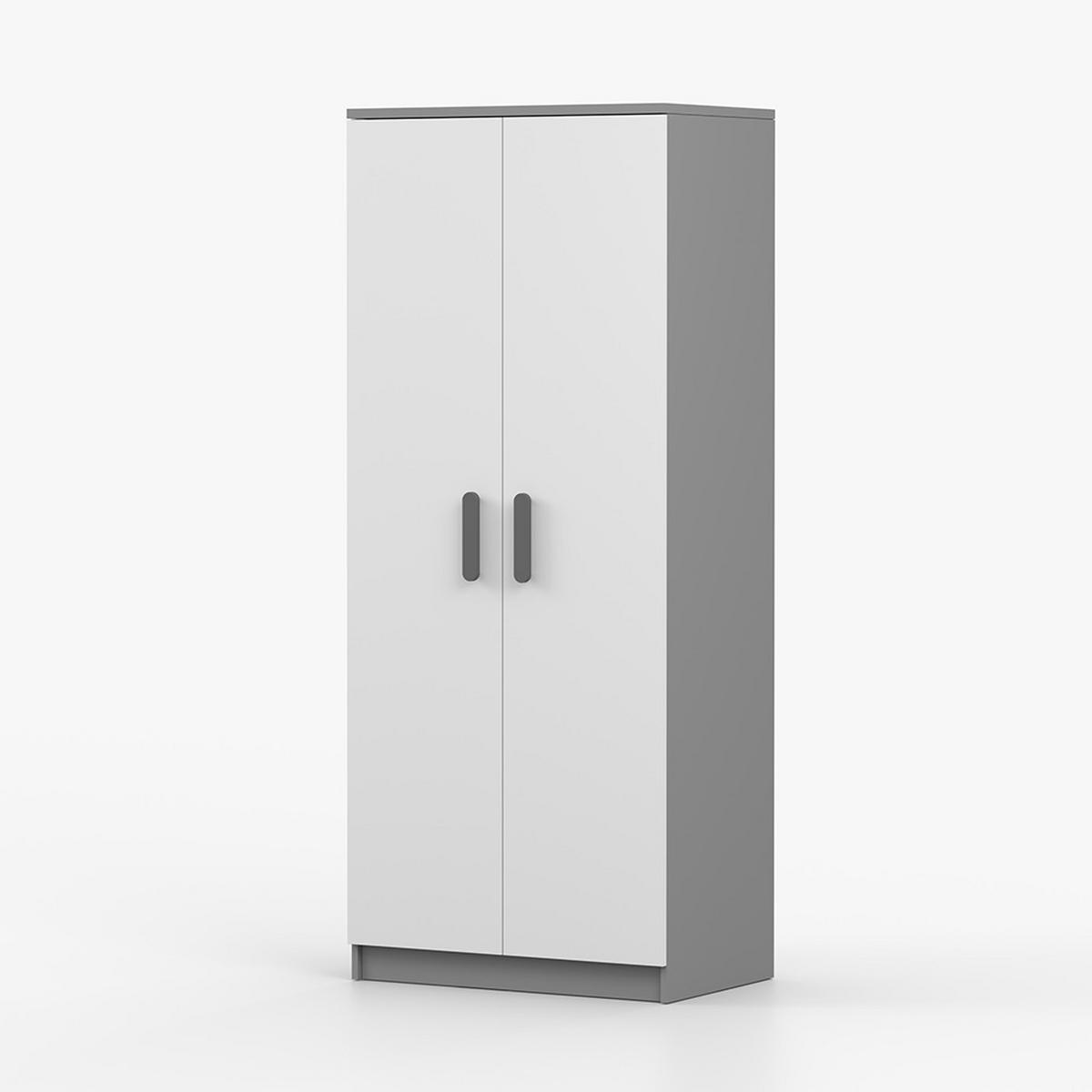 DREHTÜRENSCHRANK 80/192/50 cm 2-türig Jonas II 06 Grau/Weiß + graue Griffe - Weiß/Grau, Holz/Holzwerkstoff (80/192/50cm) - imoebel24