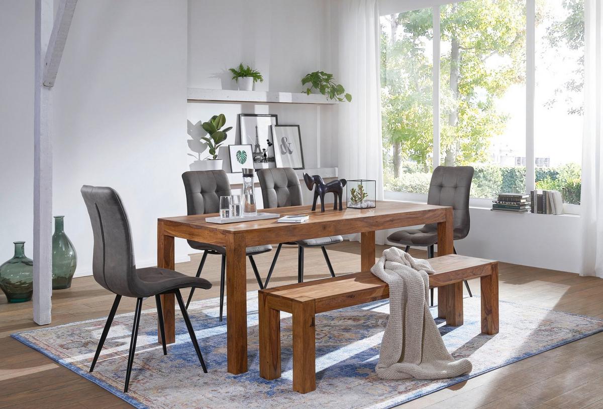 ESSTISCH Massivholz Akazie Rechteckig Handgefertigt NAKO, Braun 140x80x76 cm - Dunkelbraun/Braun, Holz (80/140/76cm) - KADIMA DESIGN