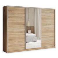 SCHWEBETÜRENSCHRANK TARI 235/205/58 cm 3-türig mit Spiegel und Schubladen Sonoma Eiche - Silberfarben/Sonoma Eiche, Holzwerkstoff (235/205/58cm) - MASSENO