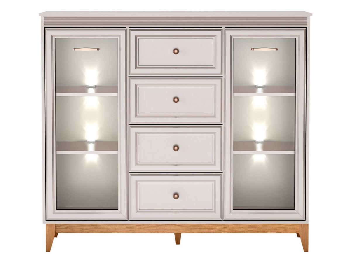 KOMMODE Windsor W-07 mit Weißer LED-Beleuchtung - Kaschmir/Eichefarben, Holz/Holzwerkstoff (142/126/41cm) - MIRJAN24