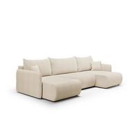 PANORAMASOFA Claudio 5 Sitzplätze Beige - Beige, Holz (290/86/148cm) - Petits-meubles
