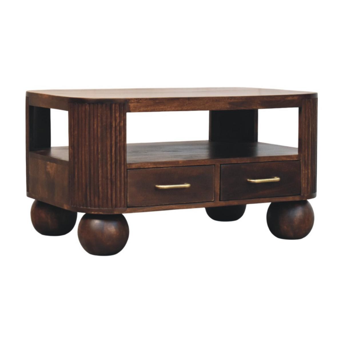 KAFFEETISCH California, 2 Schubladen, Dunkelbraun - Dunkelbraun, Holz (85/55/46cm) - Artisan Furniture