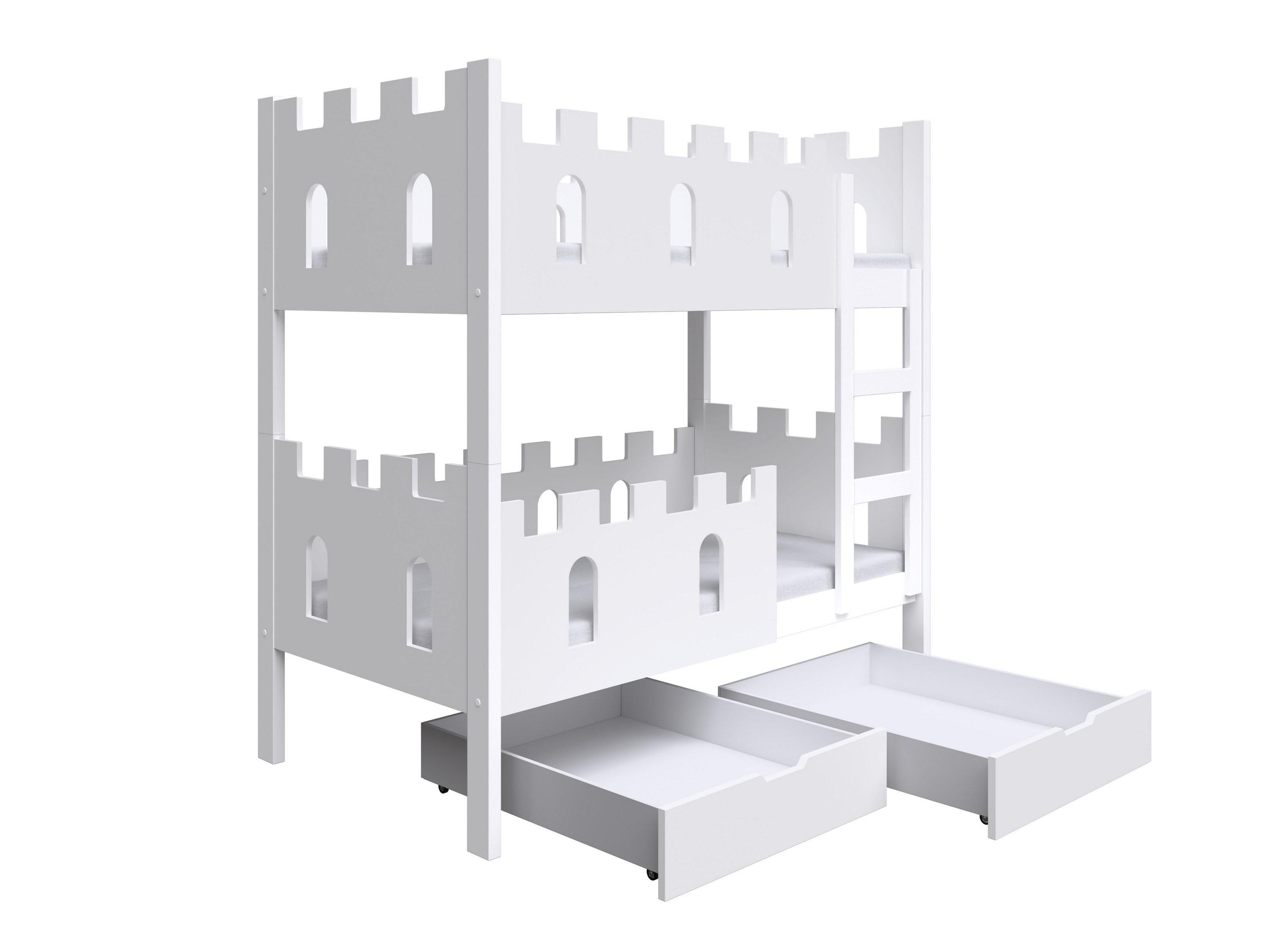 ETAGENBETT AVALON mit Bettkasten 75x160 cm Weiß - Weiß, Holz (75/160cm) - MASSENO