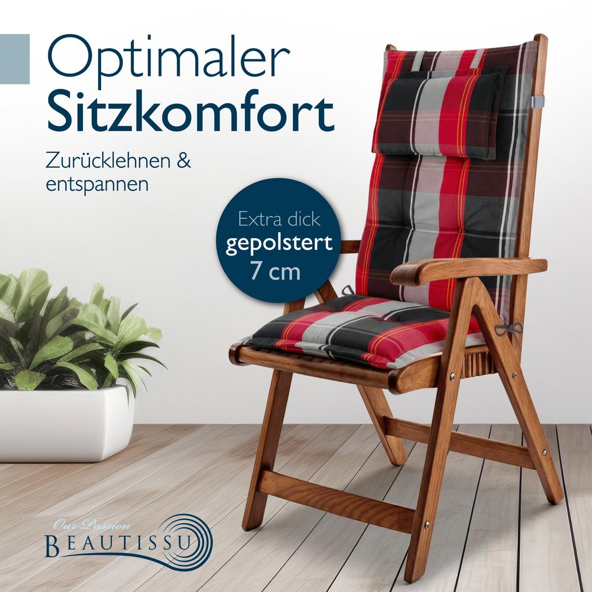 HOCHLEHNER Highlux HL 120x52x7cm Schwarz-Rot-Weiß-Kariert (2tlg) - Schwarz, Textil (52/120cm) - Beautissu 