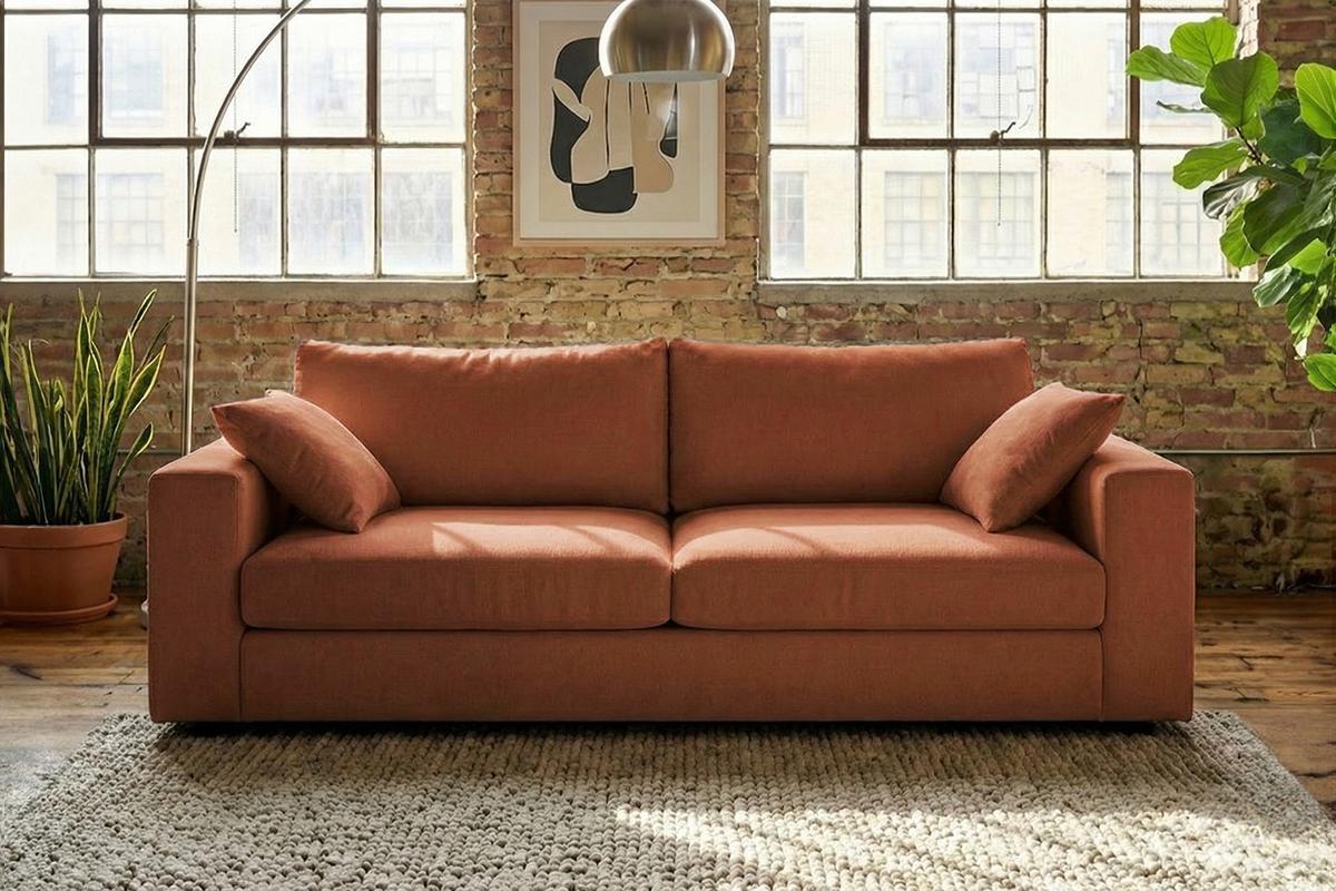 SOFA AMINA Braun Flachgewebe - Schwarz/Braun, Buchenholz/Textil (228/82/101cm) - KAWOLA