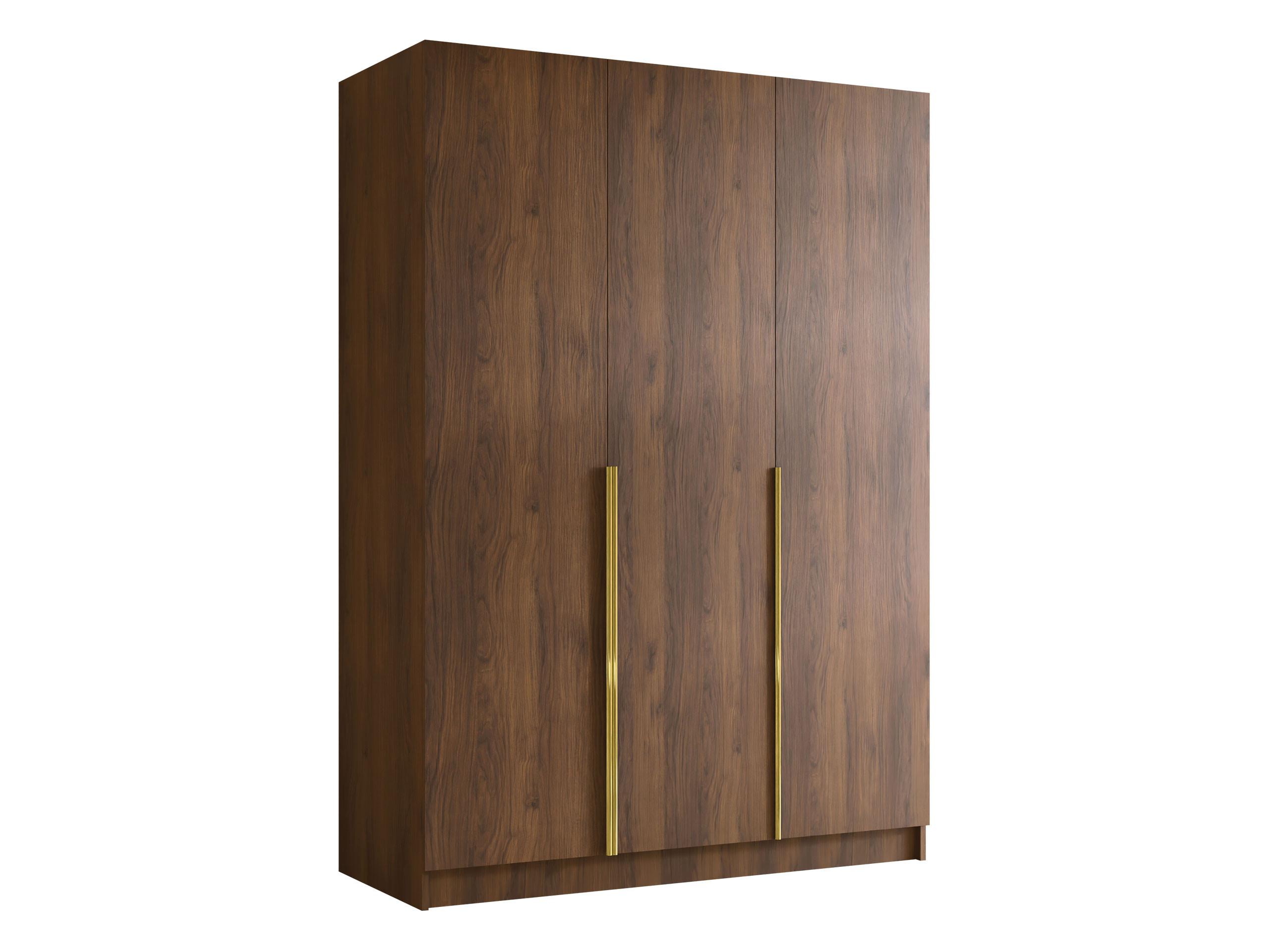 KLEIDERSCHRANK Calia I - Goldfarben/Nussbaumfarben, Holzwerkstoff/Metall (150/215/58cm) - MIRJAN24