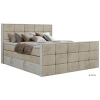 BOXSPRINGBETT ALNOR KING DUO 140/200 - Beige Velvet - Topper Visco - H3 - Beige/Schwarz, Kunststoff/Textil (140/200cm) - MKS