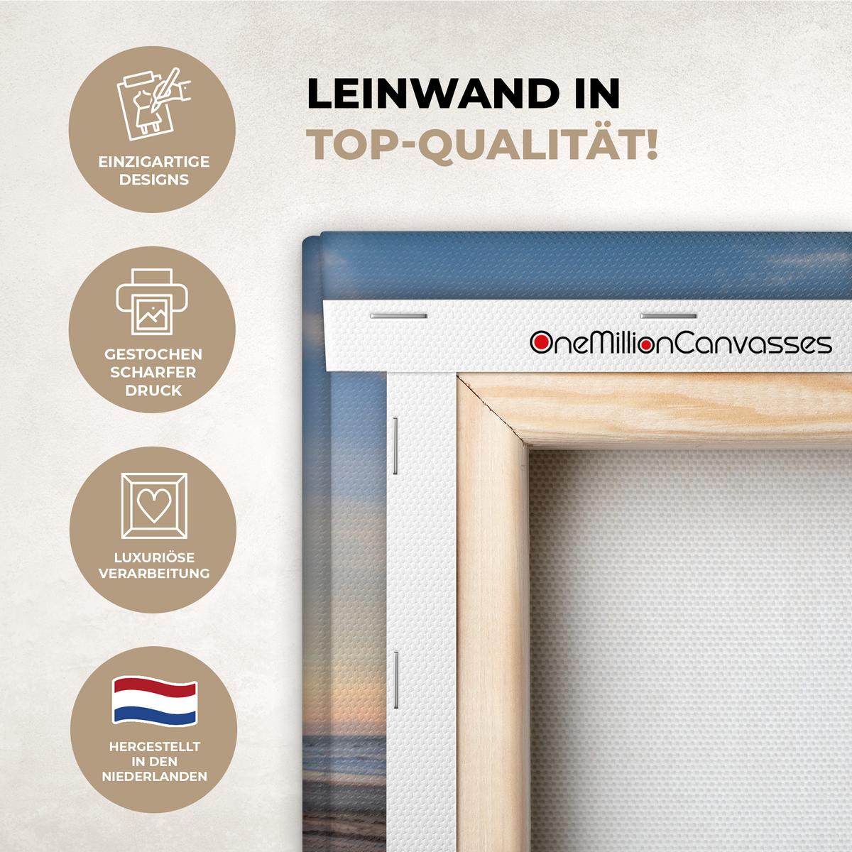 LEINWANDBILD Strand - Meer - Düne - Sonnenuntergang - Landschaft Room Decor 30x40 cm - Beige, Textil (30/40cm) - MuchoWow