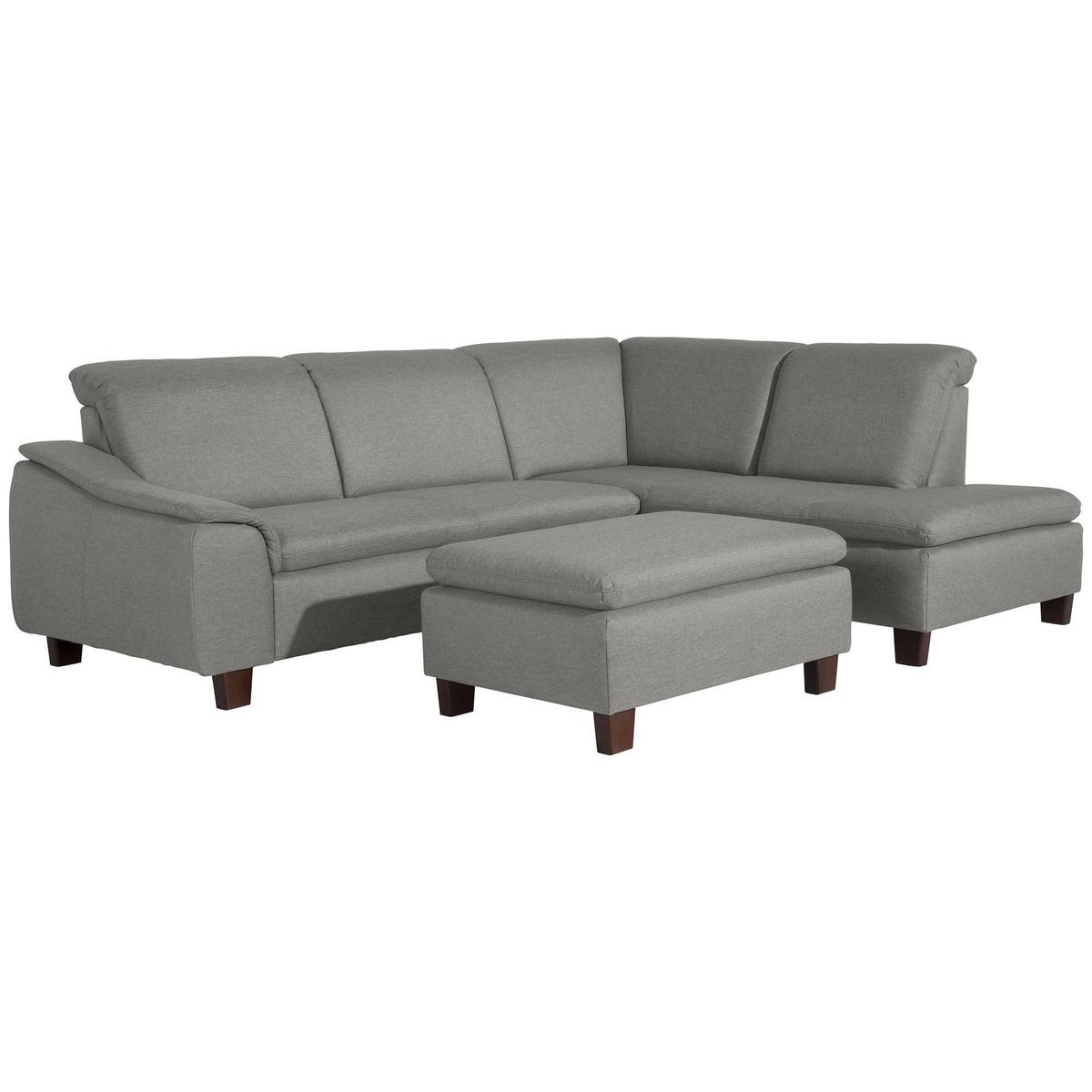 ECKSOFA mit Ottomane rechts Kaylil Flachgewebe hellgrau - Hellgrau, Kunststoff (187/247cm) - 58aufmkessel