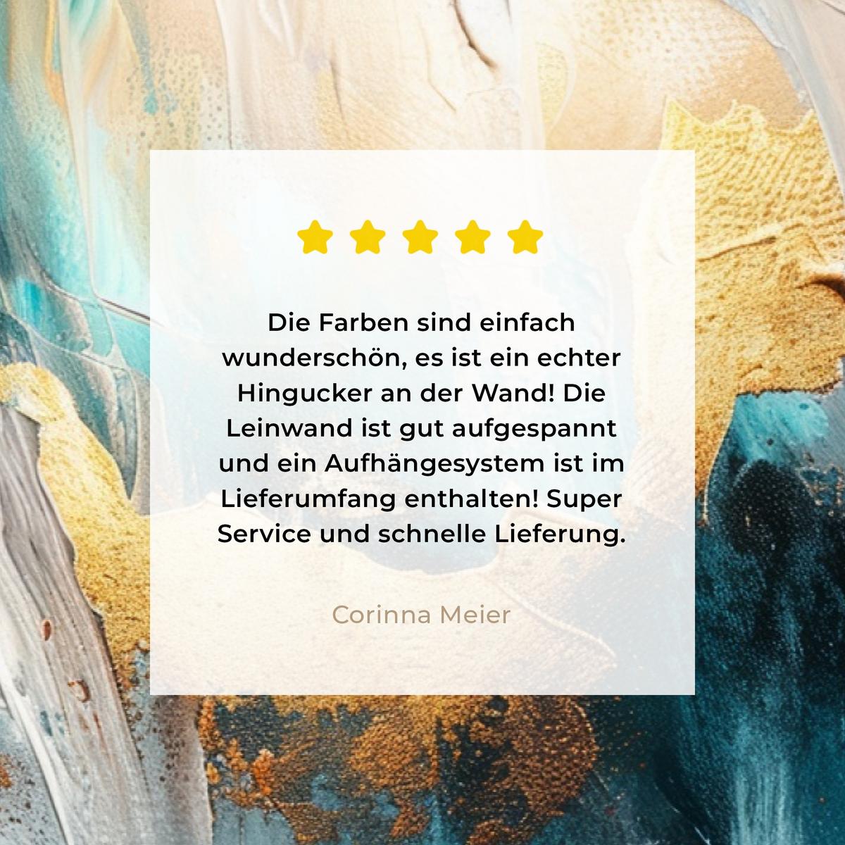 LEINWANDBILD Abstrakt - Kunst - Gold - Blau Wanddeko 90x60 cm - Petrol, Textil (90/60cm) - MuchoWow