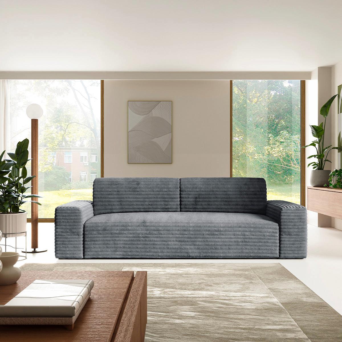 SOFA Fabio 3 Sitzplätze Grau - Grau, Holz (260/82/102cm) - Petits-meubles