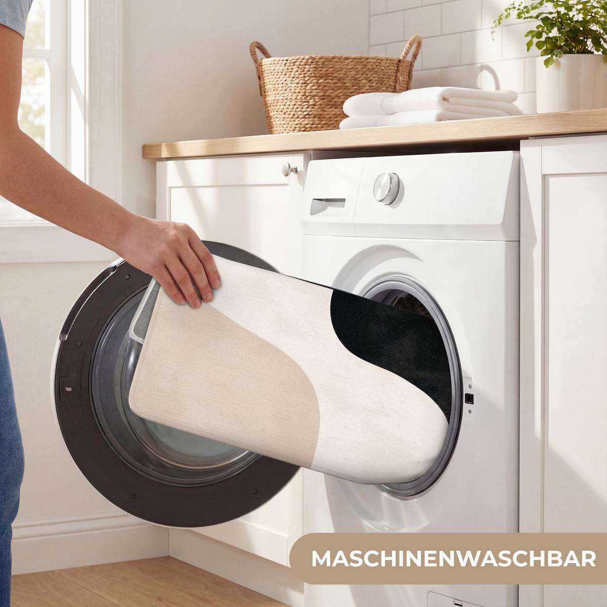 WC-VORLEGER Abstrakt - Japandi - Beige - Modern WC Teppich 40x60 cm - Beige, Textil (40/1cm) - OnlyWow
