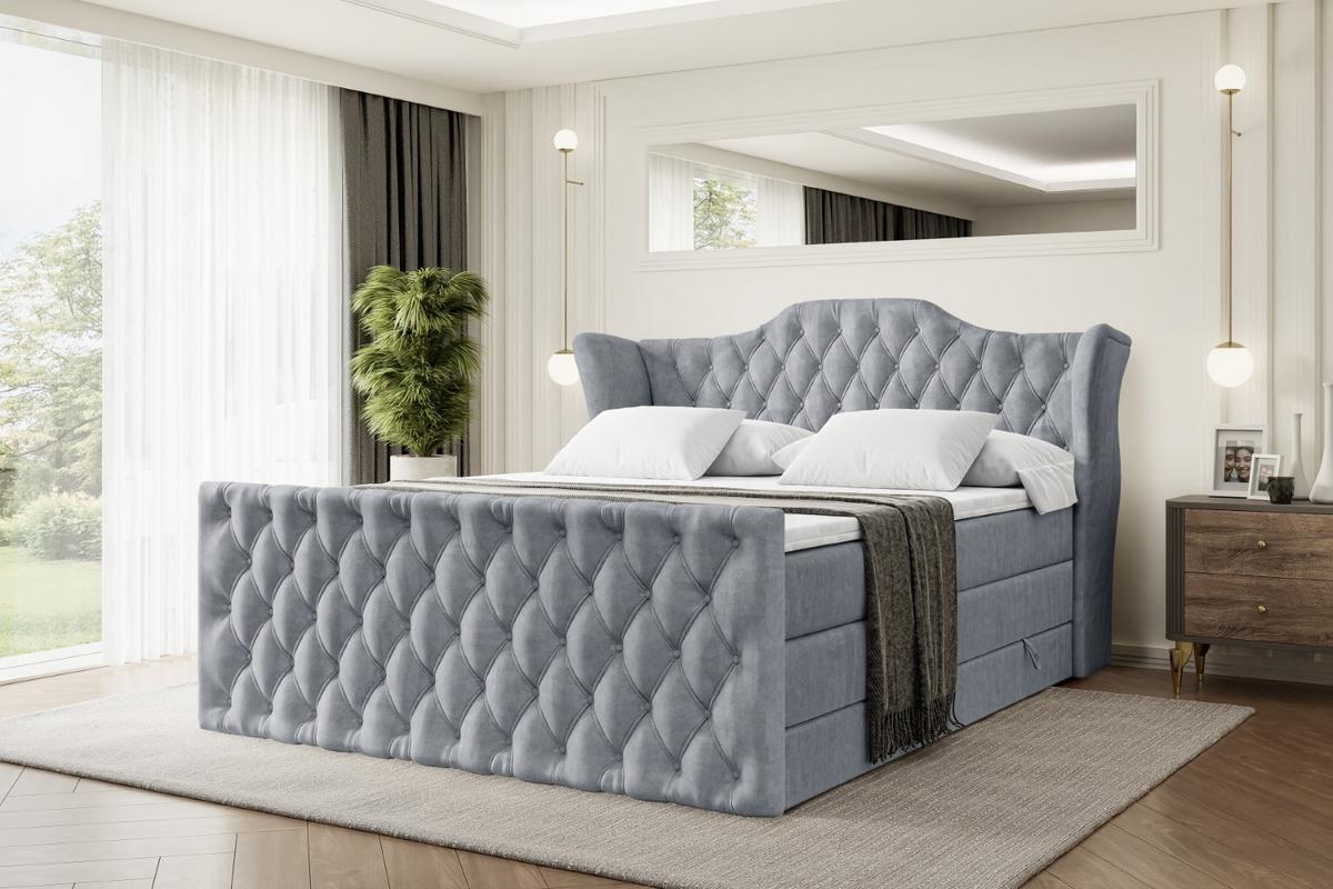 BOXSPRINGBETT VILA-Z KING - 140x200 - H3/H4 - Grau - Grau, Holzwerkstoff (140/200cm) - ALTDECOR
