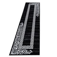 TEPPICH Kurzflor ASPEN in Schwarz, mit Mäander-Muster, 80 x 300 cm - Schwarz, Textil (80/300cm) - KADIMA DESIGN
