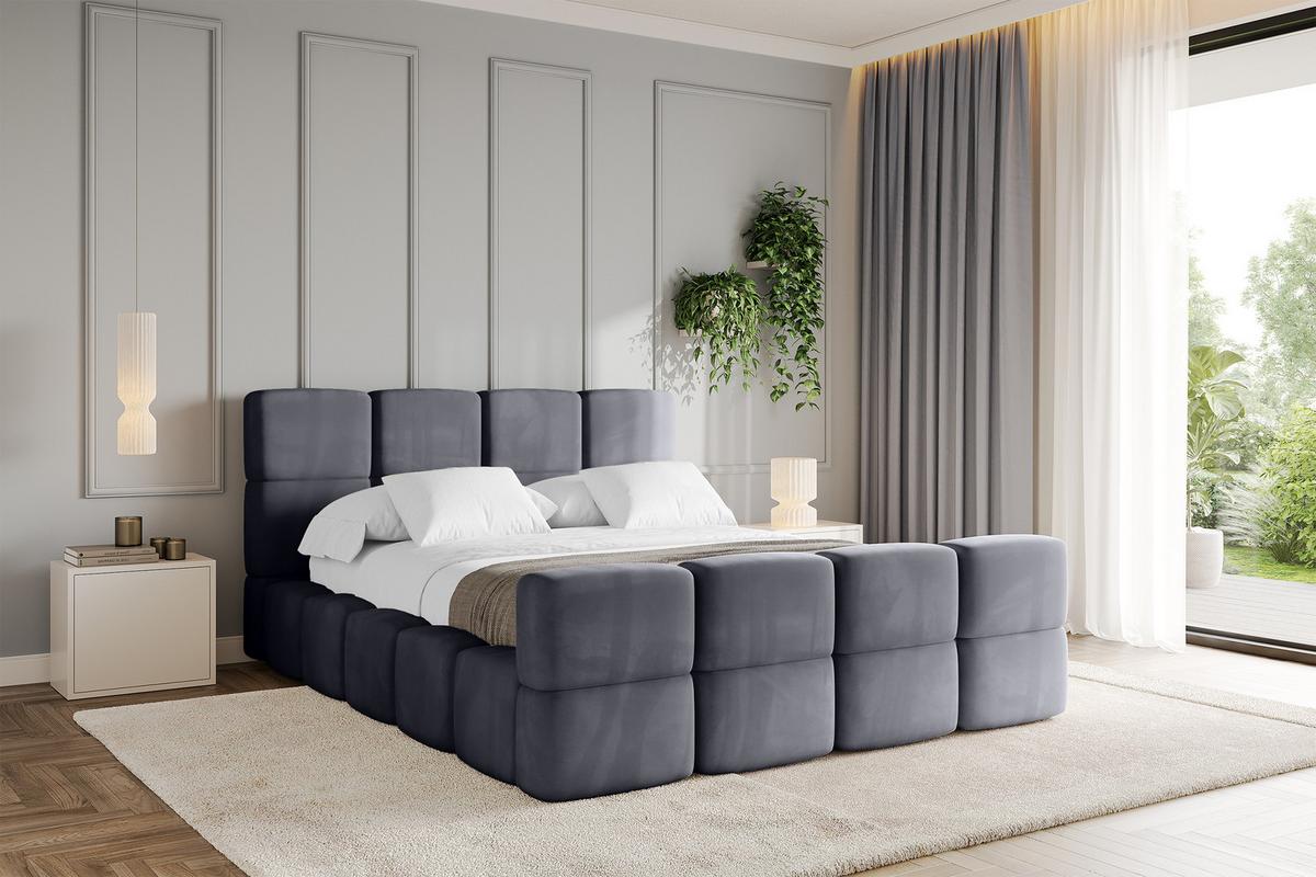 POLSTERBETT mit Bettkasten und Lattenrost, Bett mit Matratze H3/H4, Kopfteil, Boxbett, Doppelbett mit Stauraum - NATA-Z 120x200 Dunkelgrau - Dunkelgrau, Holzwerkstoff/Textil (120/200cm) - ALTDECOR