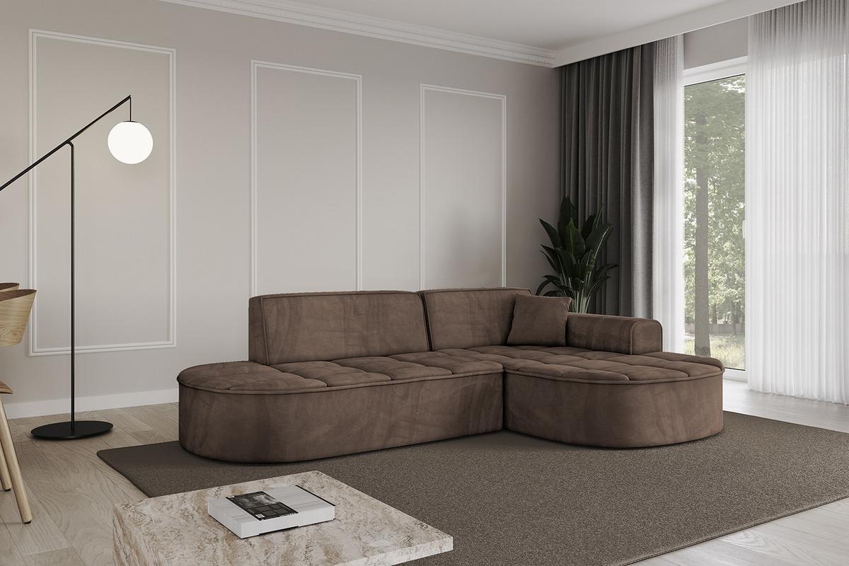 ECKSOFA Ottomane Rechts TARO-L1 - 243x171x79,5 cm Braun - Braun, Holzwerkstoff/Textil (243/171cm) - ALTDECOR