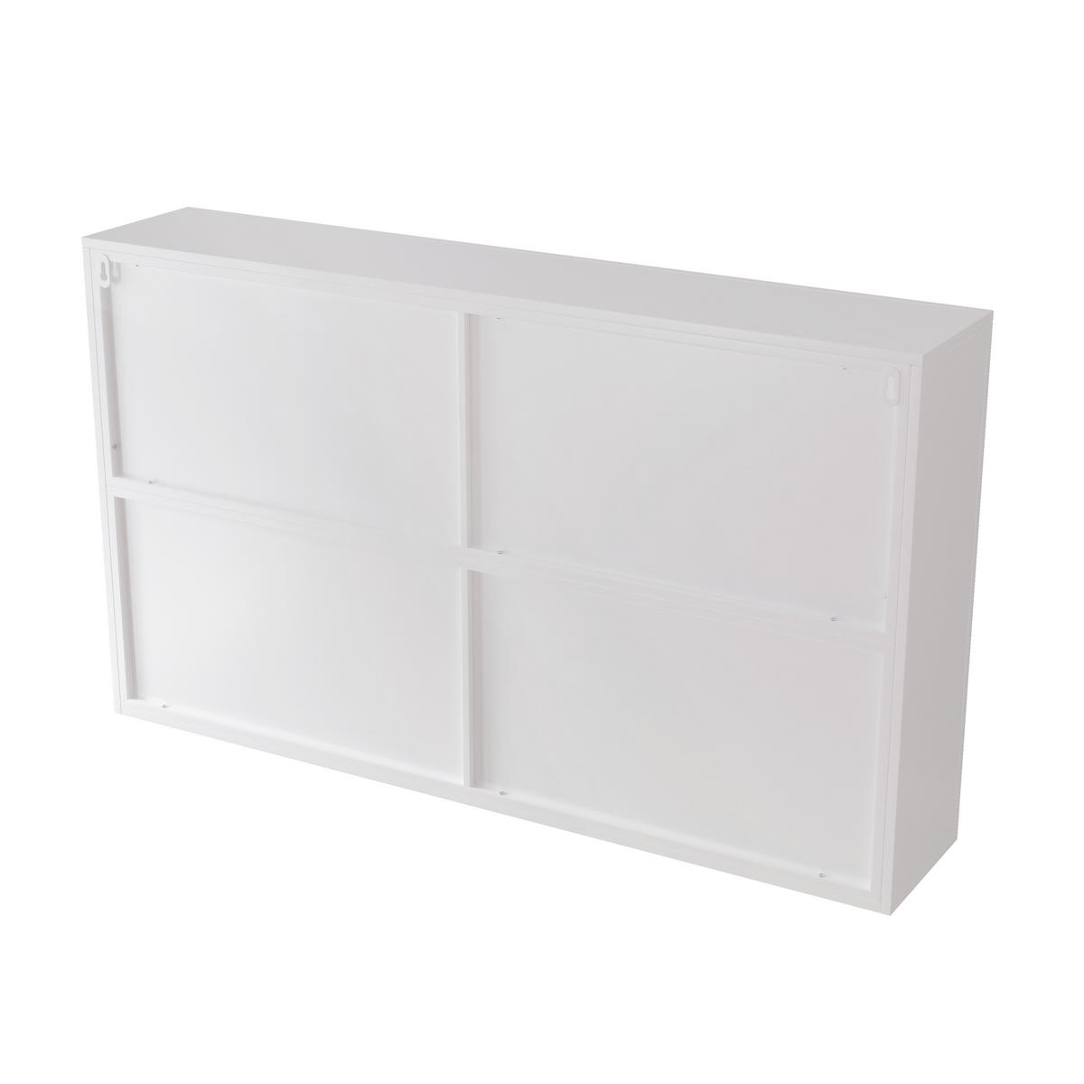 WANDSCHRANK 120cm Metall 4 Türen Graues Glas - Weiß, Metall (120/70/23cm) - Urban Meuble