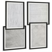 BILDER SET 4er Set - 50x50 cm & 40x60 cm Schwarzer Rahmen - Sandmuster geometrische Strukturen - Schwarz, Kunststoff (50/50cm) - TULUP
