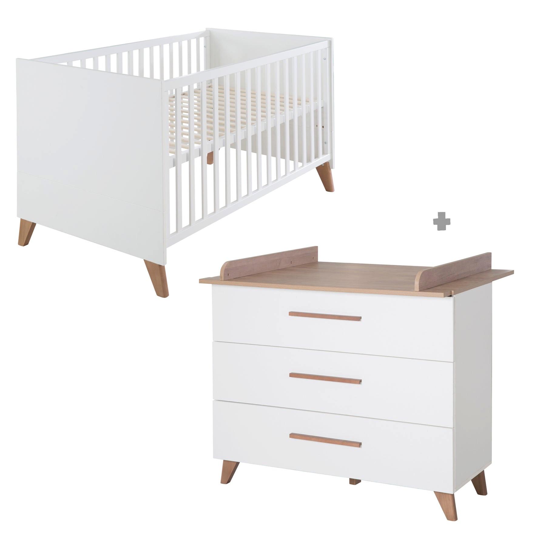 BABYZIMMER Ole 2-teilig - Weiß, Holzwerkstoff (110/98/142cm) - Roba