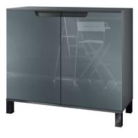 KOMMODE Sylt Grau Hochglanz - Grau, Holzwerkstoff (92.5/84.5/35cm) - Vladon