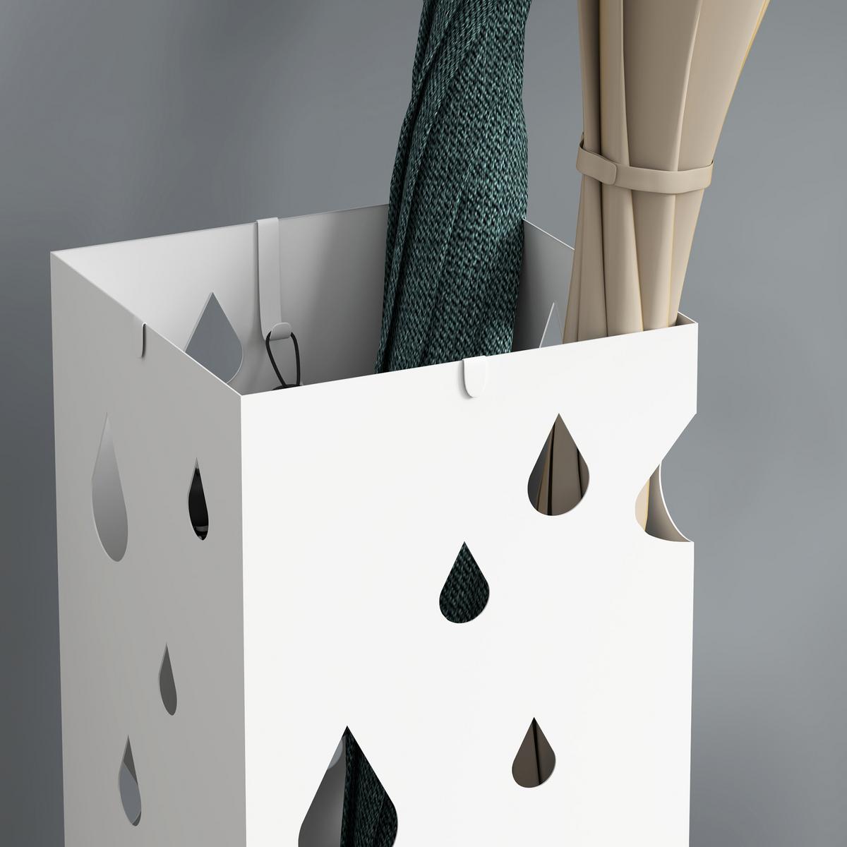 REGENSCHIRMSTÄNDER Schirmständer mit 4 Haken, Wasserauffangschale Stahl Weiß - Weiß, Metall (15.5/40/15.5cm) - HOMCOM