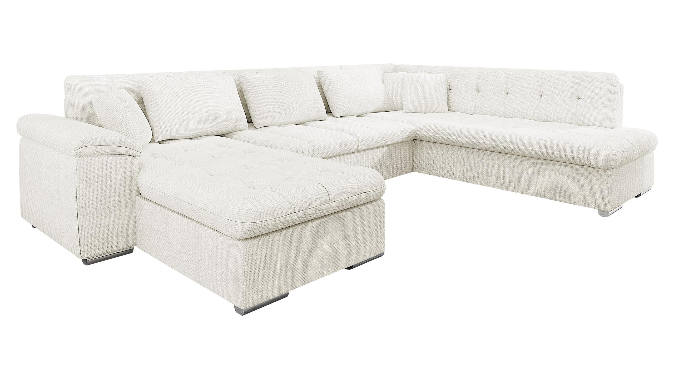 WOHNLANDSCHAFT Niko Bis, Seite: Links - Ecru, Holz/Textil (348/76/205cm) - MIRJAN24