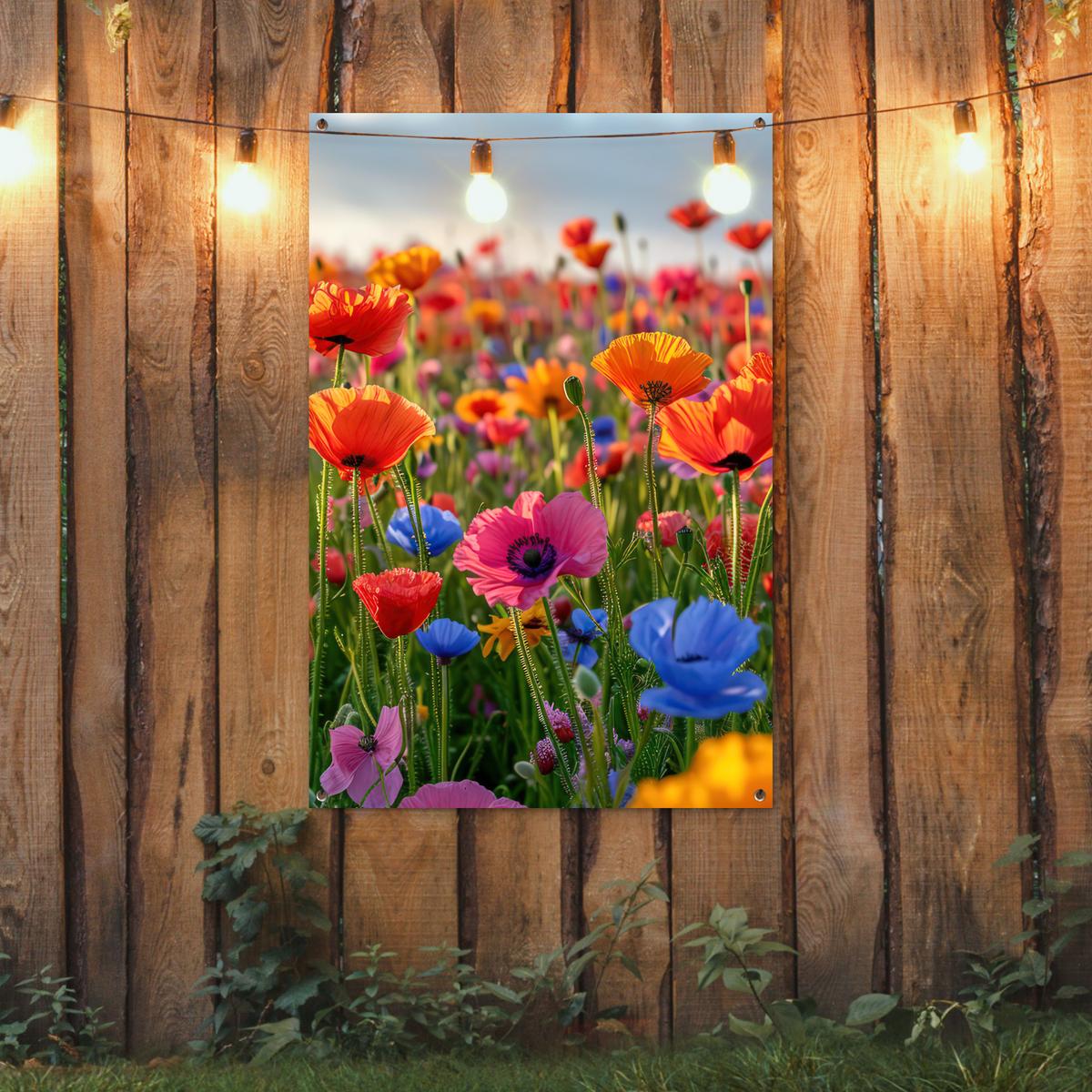 GARTENPOSTER Blumen - Mohnblumen - Farbenfroh - Natur Outdoor Bilder 80x120 cm - Dunkelorange, Kunststoff (80/120/0.2cm) - OnlyWow