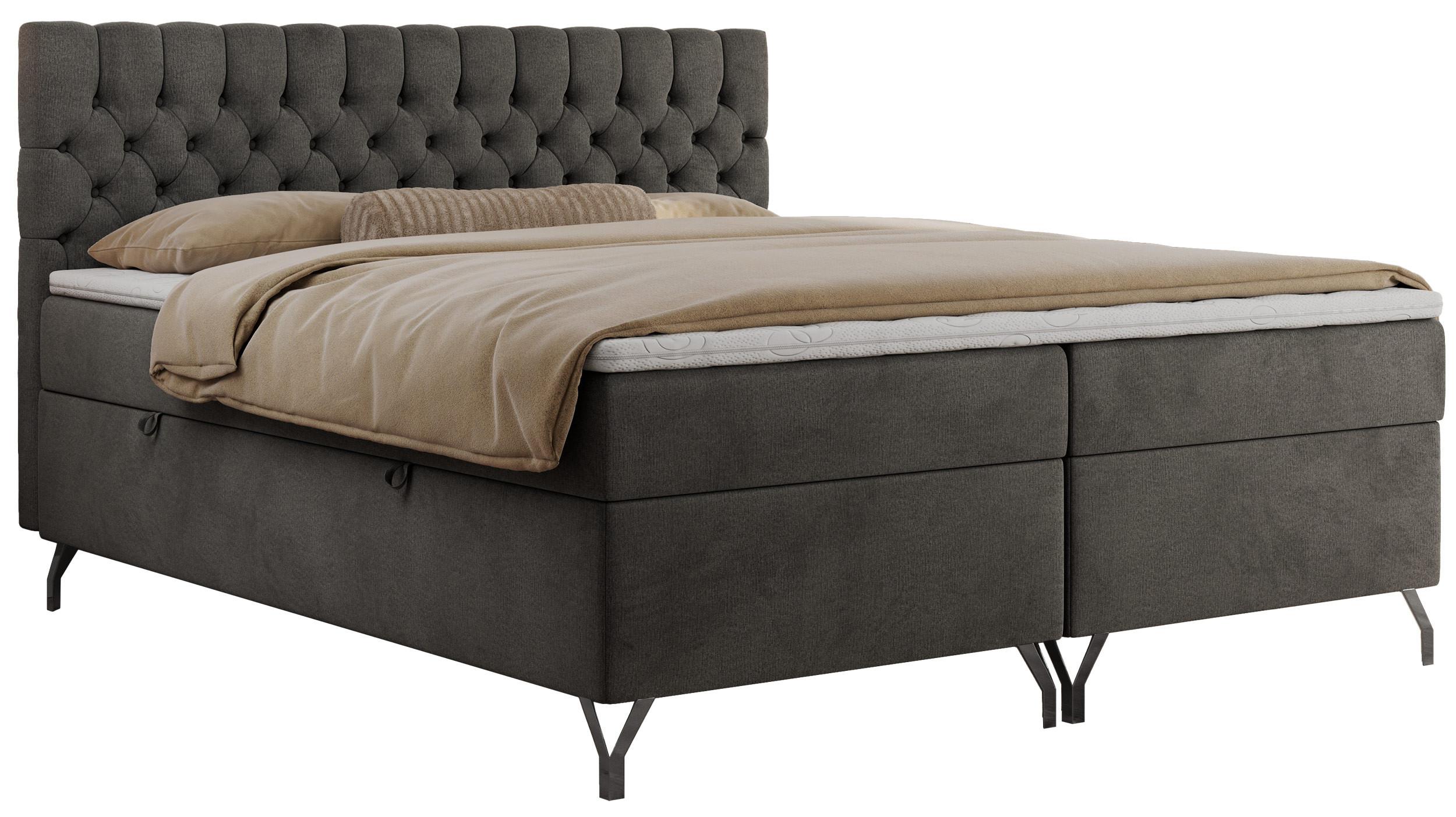 BOXBETT GRIMALDI 200/200 Dunkelgrau Velvet - H3 - Dunkelgrau, Holz/Textil (200/200cm) - MKS
