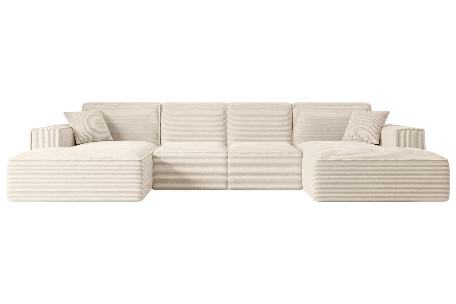 WOHNLANDSCHAFT SIERRA-U - 349x169x80 cm Beige Cord - Beige/Schwarz, Holzwerkstoff/Kunststoff (349/80/169cm) - ALTDECOR