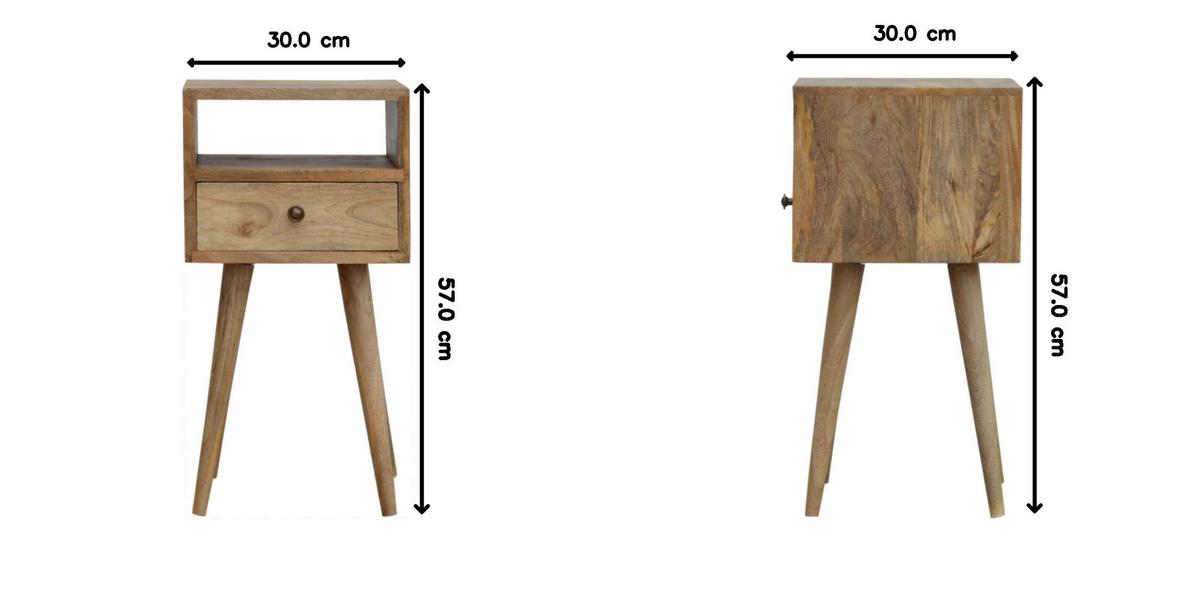 NACHTTISCHE in Eichenoptik mit 1 Schublade, 1 Offenes Fach, Beige - Messingfarben/Braun, Holz/Metall (30/57/30cm) - Artisan Furniture