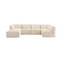 WOHNLANDSCHAFT Ottomane Links MOVO-L 345x180x78 cm Beige Cord - Beige, Holzwerkstoff/Kunststoff (345/78/180cm) - ALTDECOR