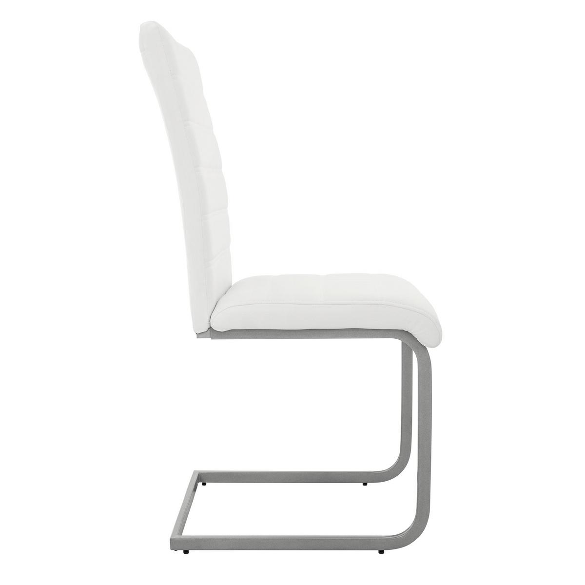 SCHWINGSTUHL 4er Set Weiß Kunstleder - Silberfarben/Weiß, Metall (40/102/57cm) - ML-DESIGN