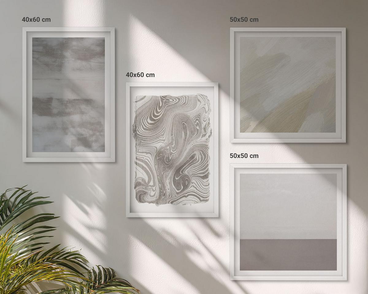 BILDER SET 4er Set - 50x50 cm & 40x60 cm Weißer Rahmen - Industriedesignstrukturen - Weiß, Kunststoff (50/50cm) - TULUP