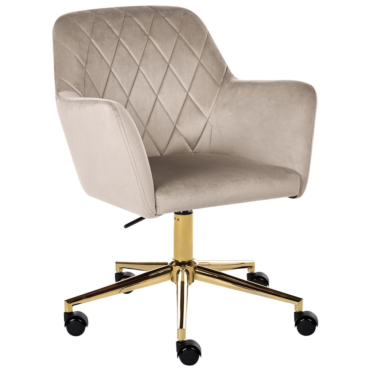 SCHREIBTISCHSTUHL Samtstoff Taupe Leloria - Taupe, Textil (60/83/60cm) - Beliani