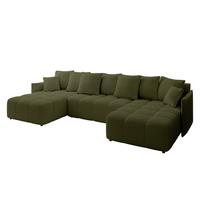 WOHNLANDSCHAFT LONLI-U 355x189x68 Grün Bouclé - Olivgrün, Holzwerkstoff/Kunststoff (355/68/189cm) - ALTDECOR