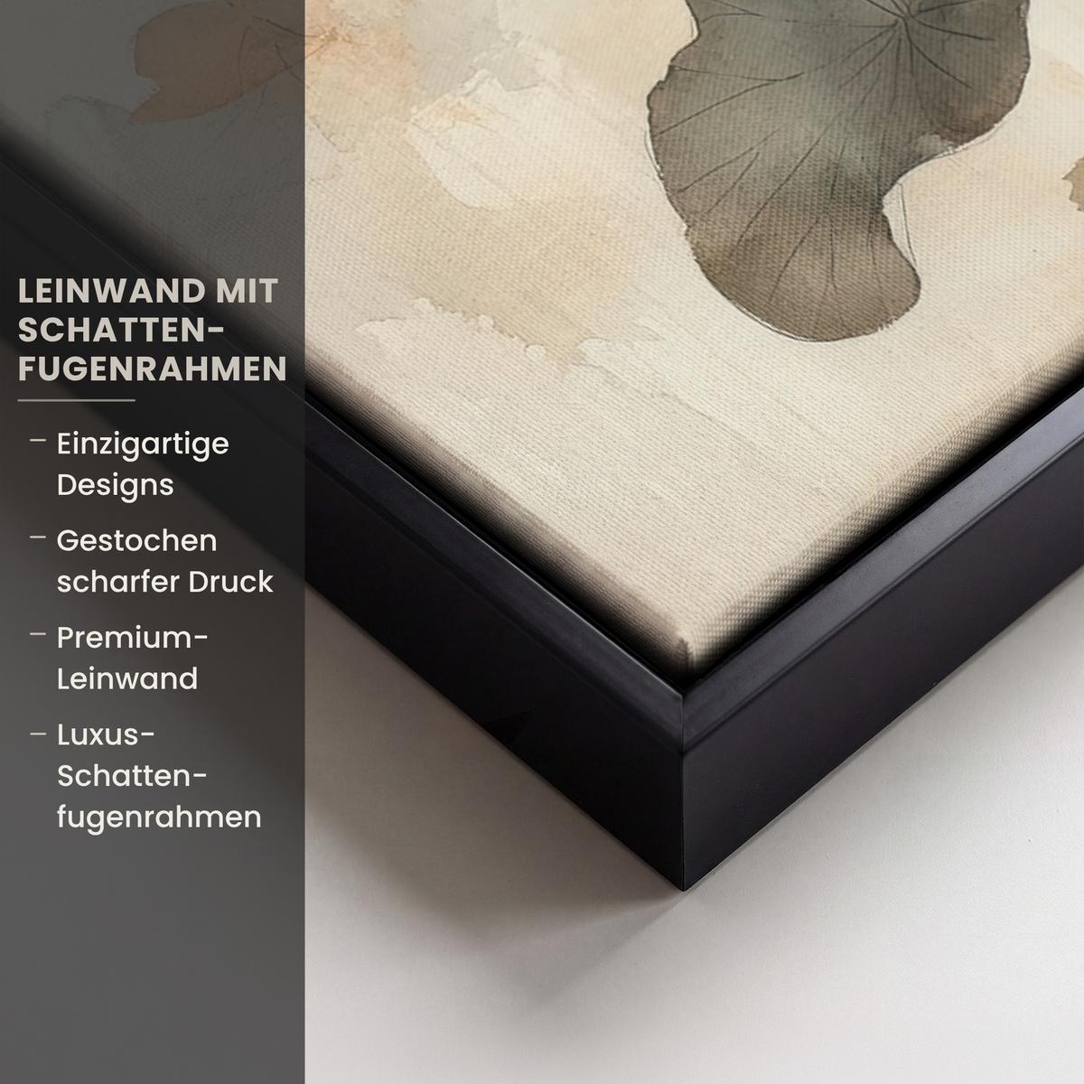 LEINWAND Bilder mit Rahmen - Blumen - Japandi - Wabi sabi - 50x70 - Sandfarben, Textil (50/70cm) - MuchoWow