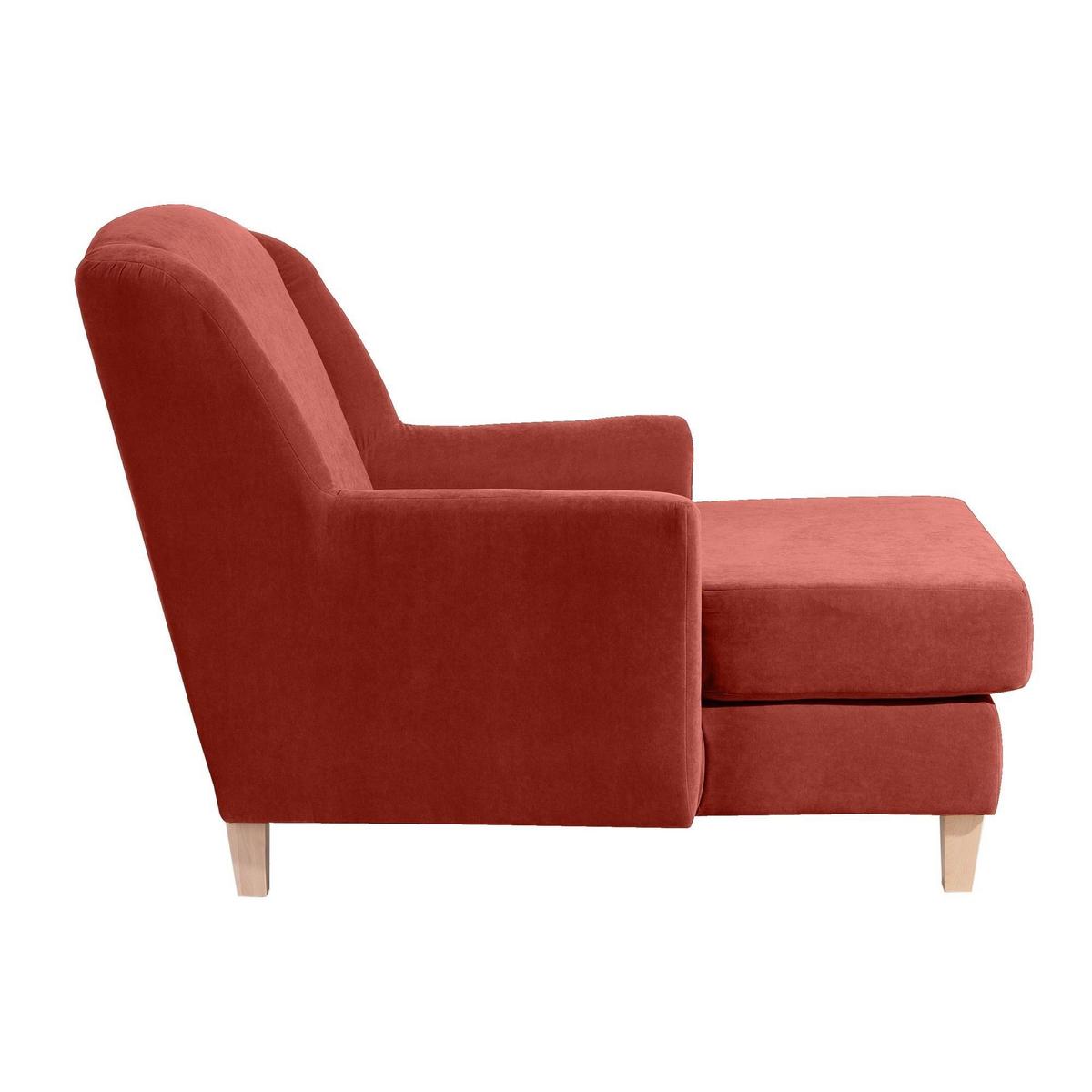 SESSEL XXL Karil Bezug Veloursstoff Buche natur / terracotta - Rot, Kunststoff (136/107/142cm) - 58aufmkessel