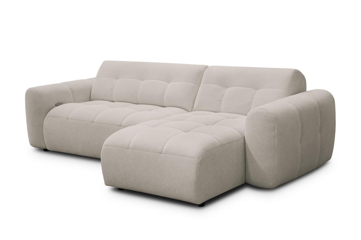 ECKSOFA LUMERO 4-Sitzer RECHTS, creme - Ecru/Schwarz, Holz/Textil (275/166cm) - Courtois Laville