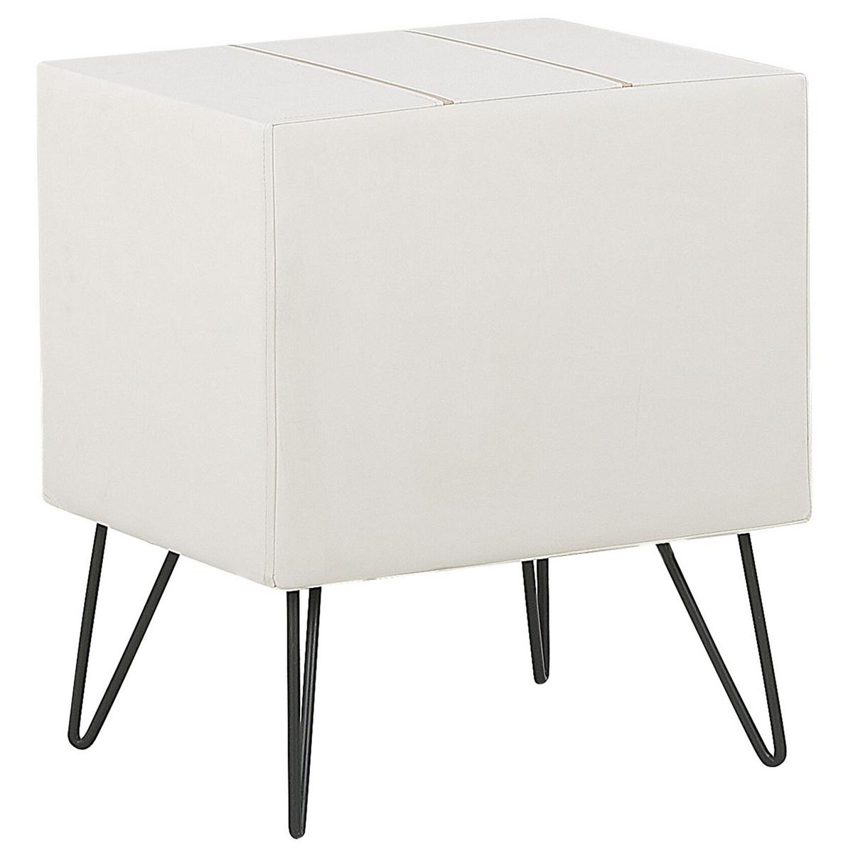 NACHTTISCH weiß Kunstleder schwarze Metallbeine 41/48/56 cm Betin - Weiß, Kunststoff/Textil (48/56/41cm) - Beliani