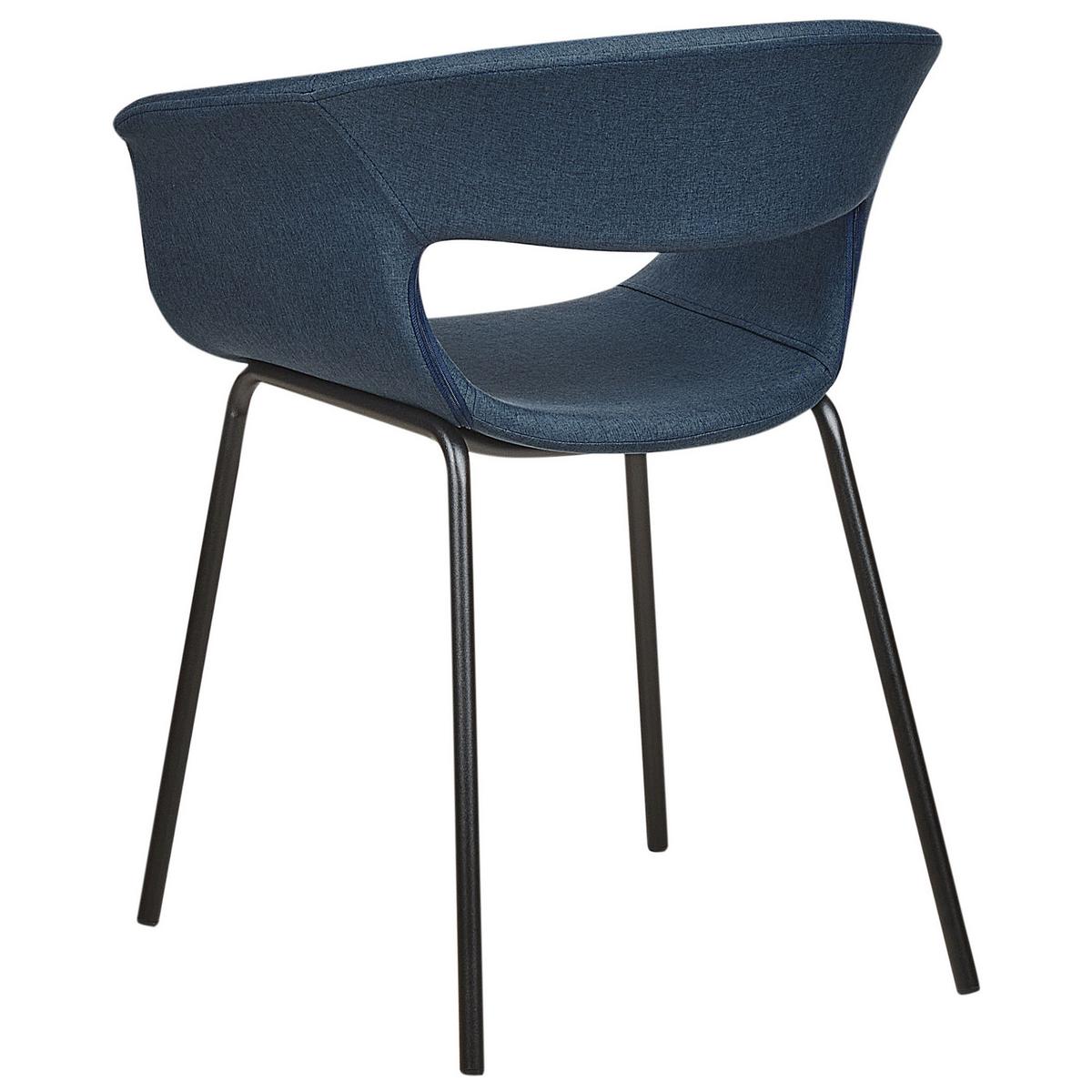 ESSZIMMERSTUHL 2er-Set Stoff dunkelblau/schwarz Elma - Blau/Schwarz, Textil (63/76/50cm) - Beliani