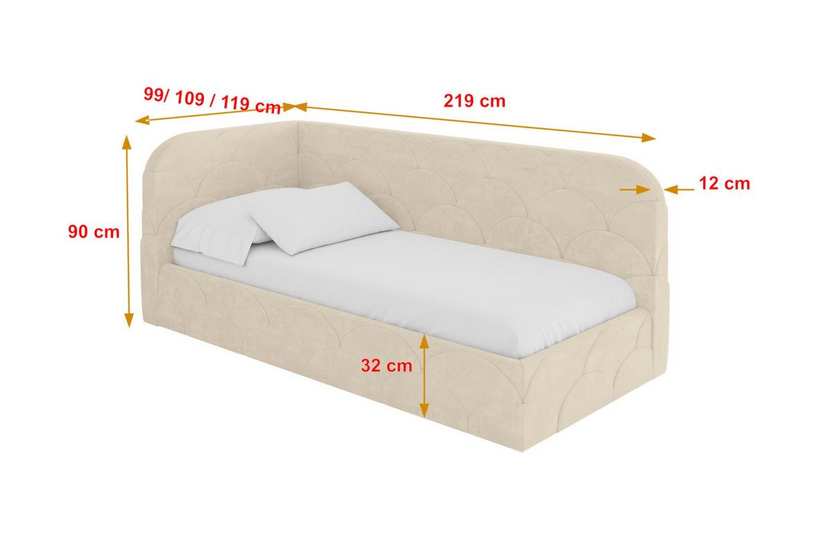 EINZELLBETT Jugendbett mit Bettkasten, Rechts - ELRY 80x200 Beige - Naturfarben, Holzwerkstoff/Textil (80/200cm) - ALTDECOR