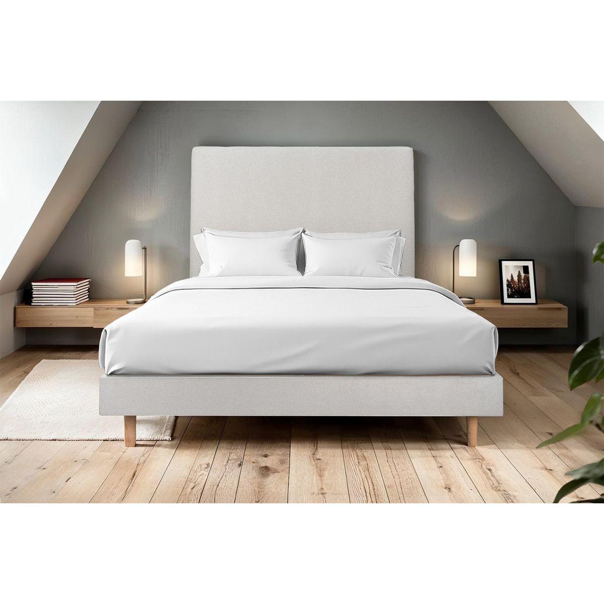 LATTENROST – Samtstoff – Bausatz zur Selbstmontage - 180x200 cm - Beige/Hellgrau, Karton/Holz (180/200cm) - Sommeil de Plomb