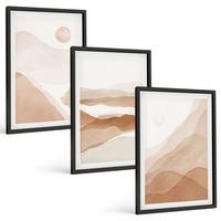 BILDER SET 3er Set - 40x60 cm Schwarzer Rahmen - Abstrakte braune Landschaften - Schwarz, Kunststoff (40/60cm) - TULUP
