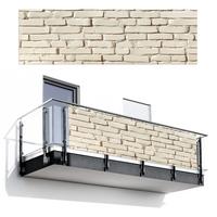 BALKON-SICHTSCHUTZ Ziegel - Wand - Licht - Weiß Windschutz 300x90 cm - Creme, Kunststoff (300/90cm) - MuchoWow