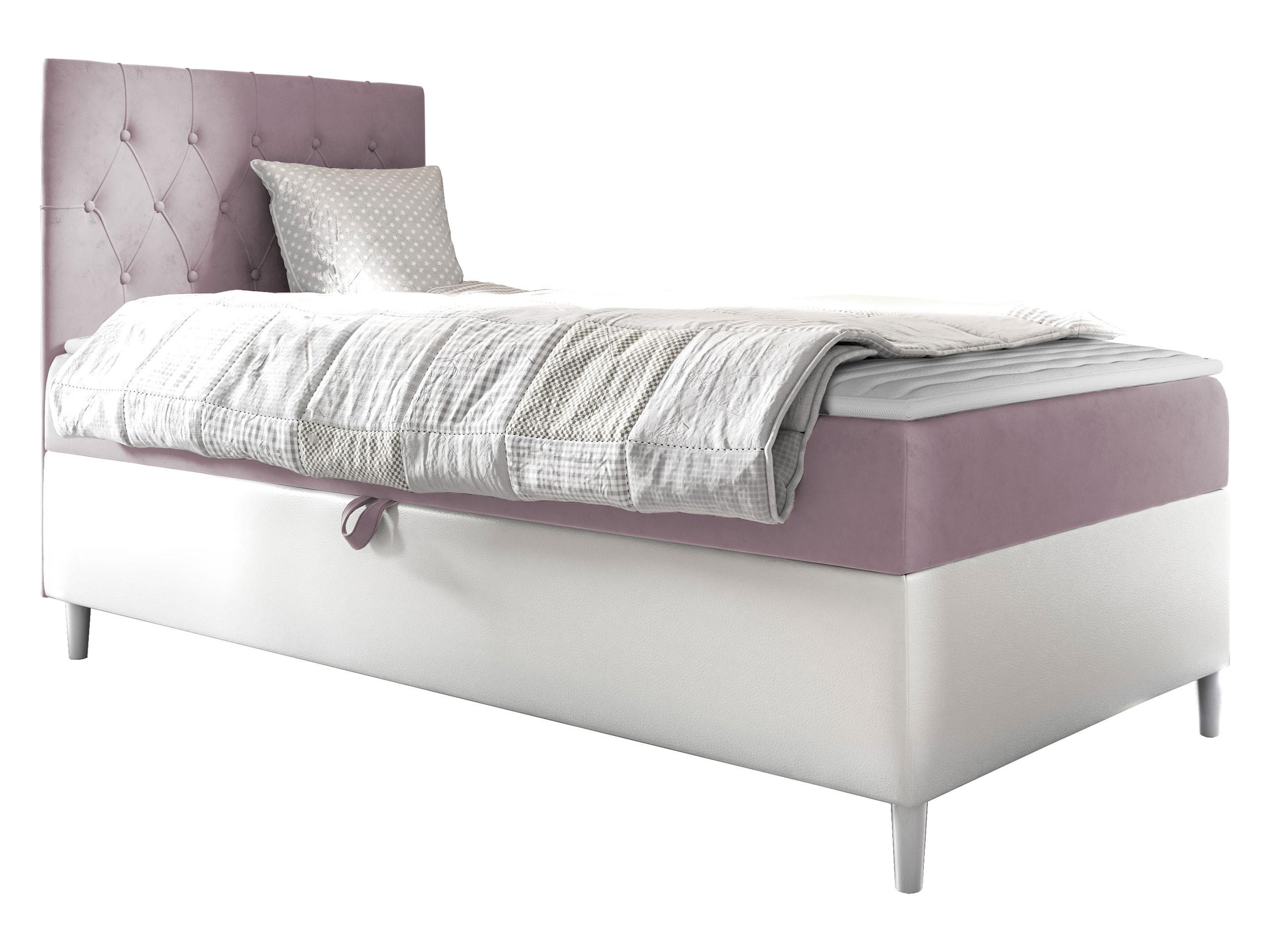 BOXBETT Filip Junior 1, Seite zum Öffnen des Bettkastens: Links - H3 - Weiß/Rosa, Holz (90/200cm) - MIRJAN24