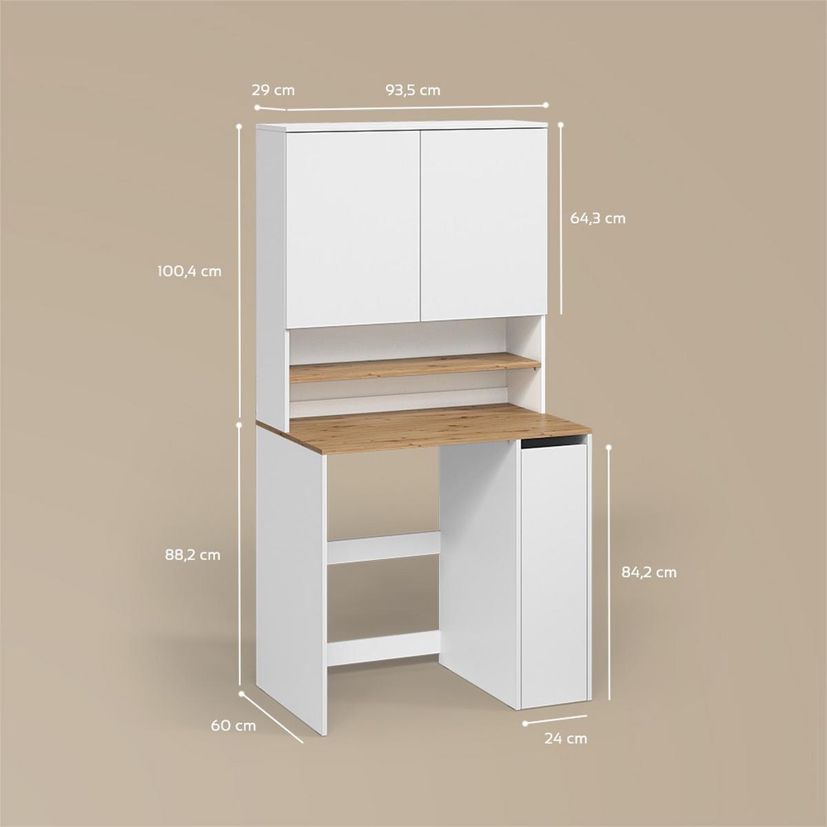 WASCHMASCHINENSCHRANK Paolina Weiß/Artisan 93.6 x 88.2 cm 2 Teile mit Regal - Weiß/Eiche Artisan, Holzwerkstoff (93.6/88.2/60.3cm) - Livinity®